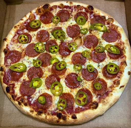 Pepperoni and jalapeno pizza